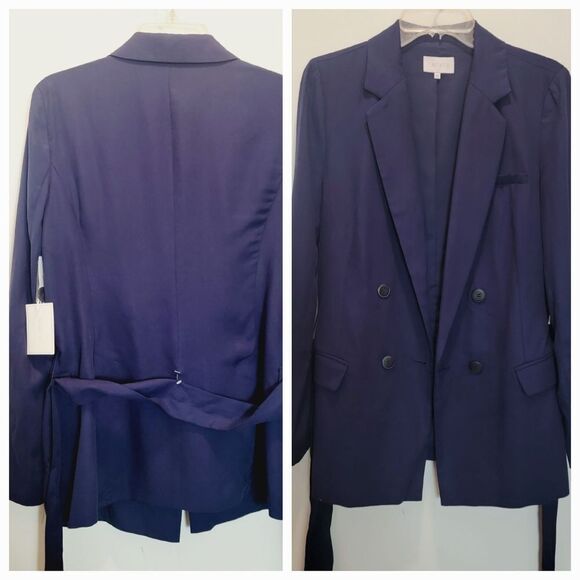 1.STATE Navy Double Breasted Belted Blazer Size M NWT $159 - Picture 14 of 16